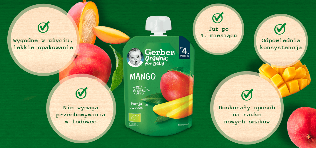 Gerber Organic Deserek Mango benefity