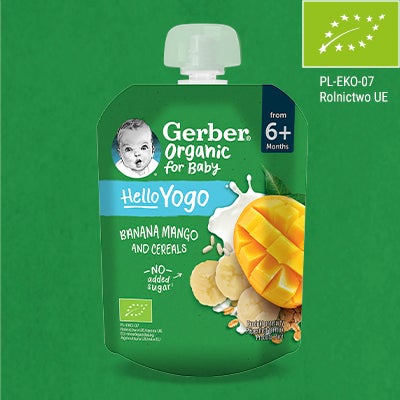 Gerber Organic Banany mango z jogurtem i płatkami zbóż
