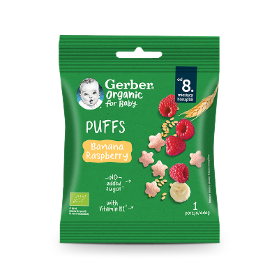 Gerber Organic Chrupki Pszenne Banan Malina