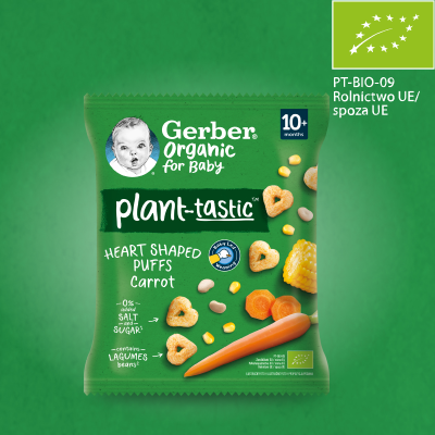Gerber Organic Heart Shaped Puffs Carrot 