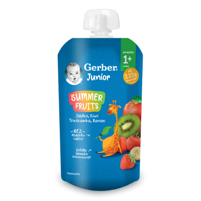 Gerber Junior SUMMER FRUITS Jabłko, Kiwi, Truskawka, Banan 