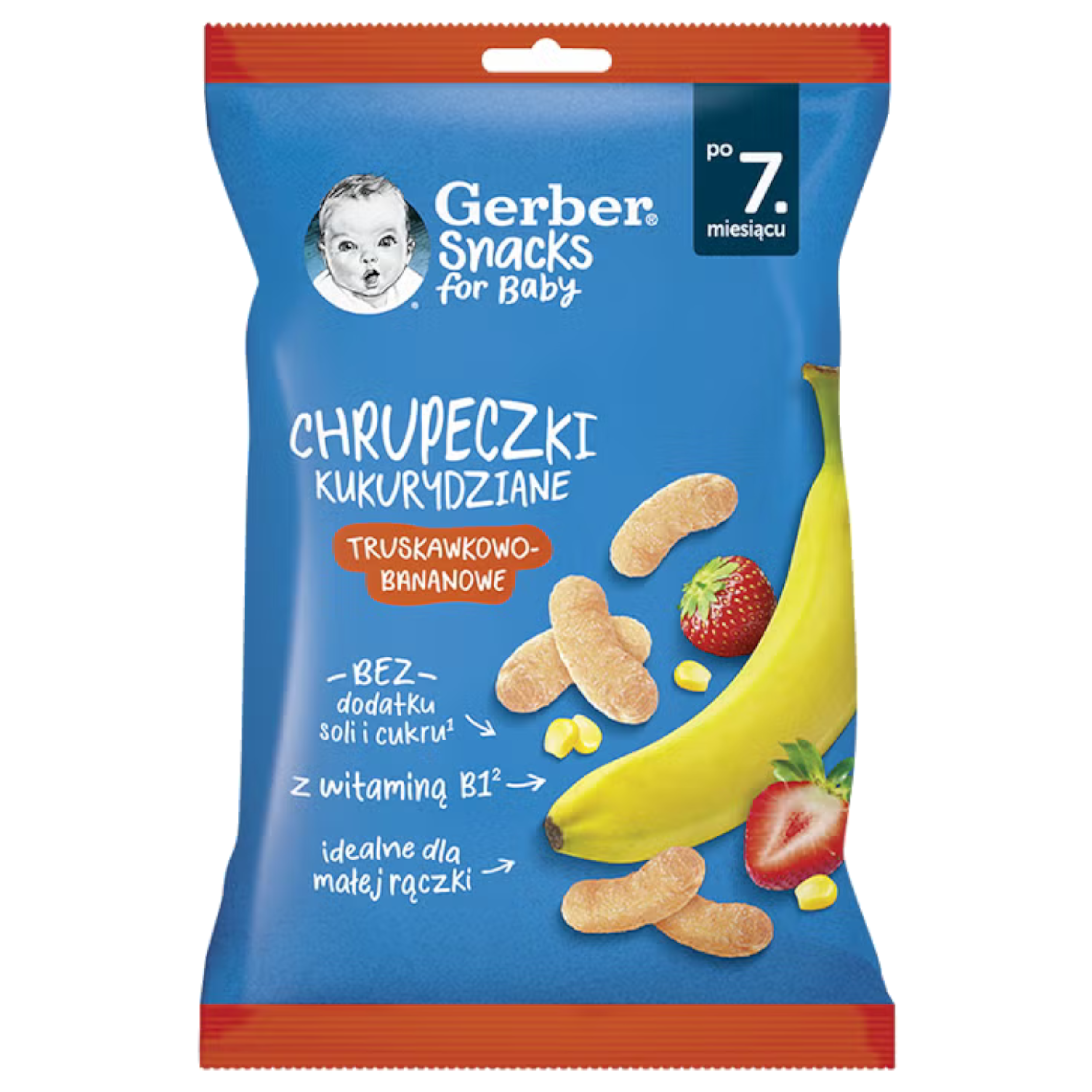 Gerber snacks for baby chrupeczki kukurydziane truskawkowo-bananowe