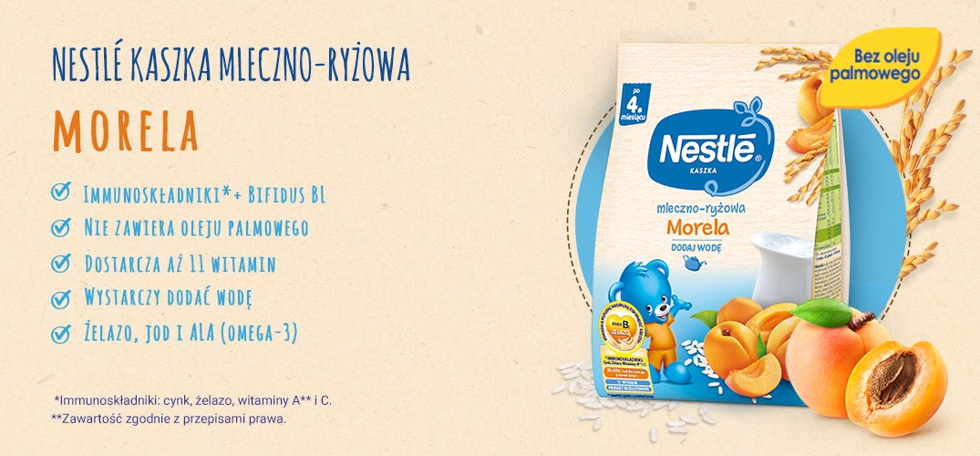 Nestlé Kaszka mleczno-ryżowa Morela