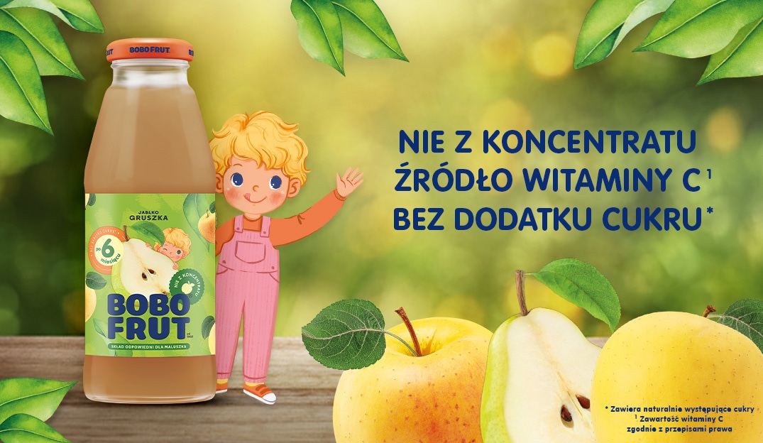 BOBO FRUT nektar owocowy jabłko- gruszka - benefity