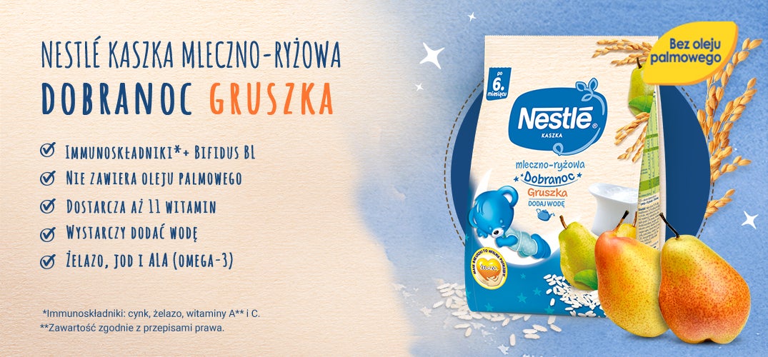 Nestlé Kaszka mleczno-ryżowa Dobranoc Gruszka