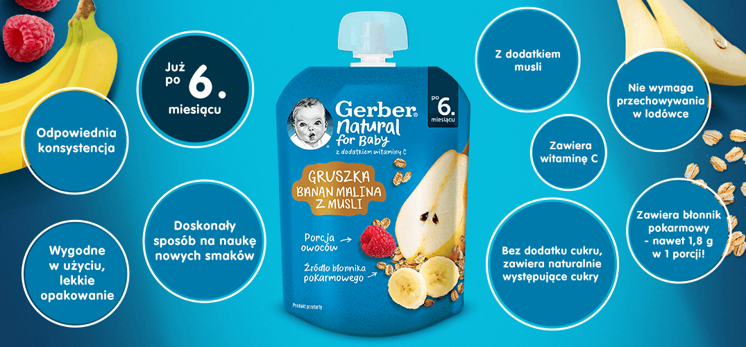 Gerber Deserek Gruszka banan malina z musli benefity