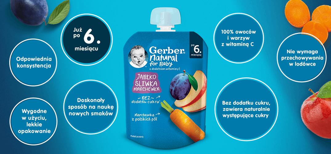 Gerber Deserek jabłko śliwka marchewka benefity