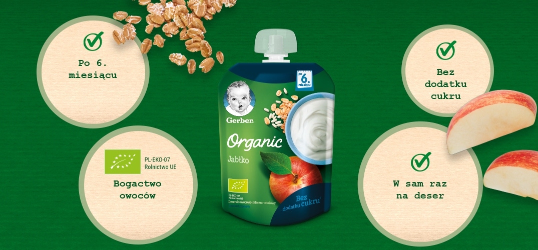 Gerber Organic Jabłko mleczno-zbożowy benefity