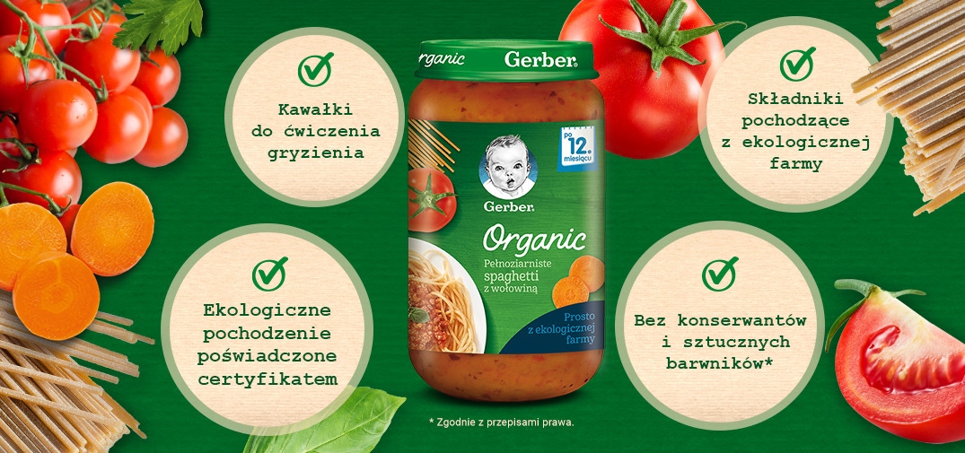 Gerber Organic Pełnoziarniste spaghetti z wołowiną warto wiedziec
