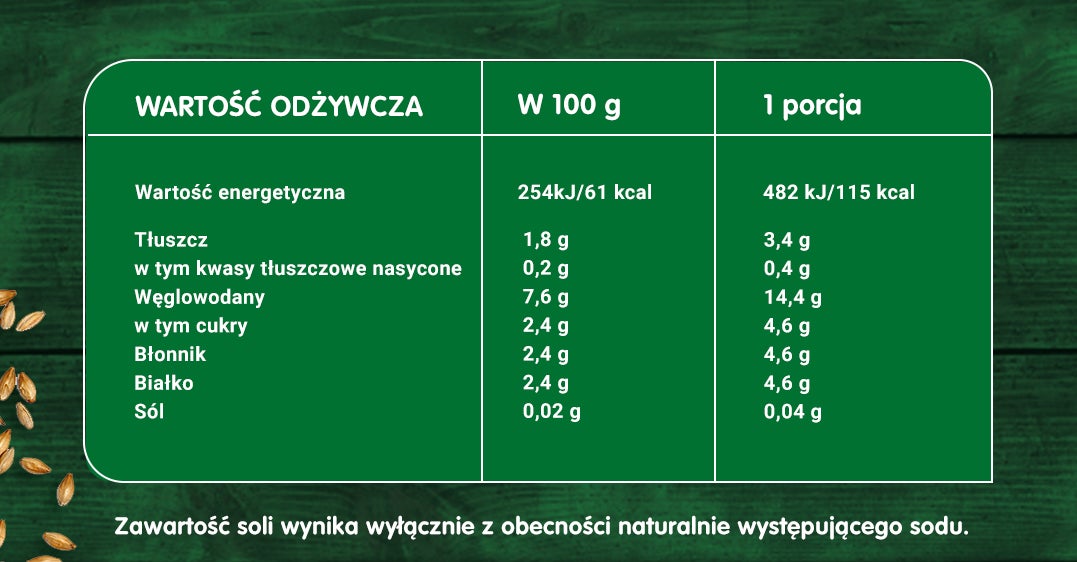 Tabela wartości odżywczych Gerber Organic Plant-tastic Gulasz z cukinią i warzywami