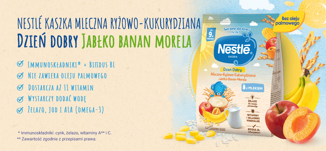 Nestlé Kaszka mleczna ryżowo-kukurydziana Dzień dobry Jabłko Banan Morela