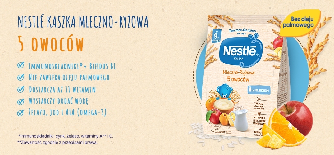 Nestlé Kaszka mleczno-ryżowa 5 owoców