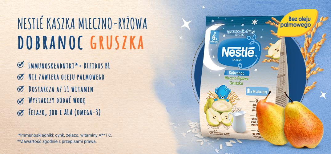 Nestlé Kaszka mleczno-ryżowa Dobranoc Gruszka