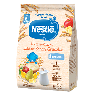 Nestlé Kaszka mleczno-ryżowa Jabłko Banan Gruszka gramatura