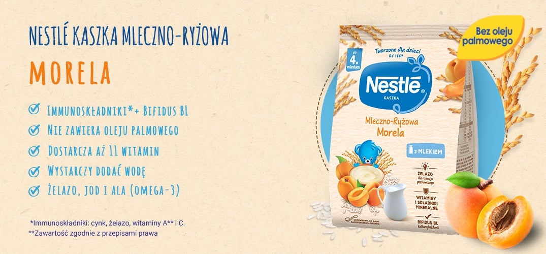Nestlé Kaszka mleczno-ryżowa Morela