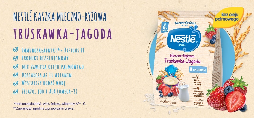 Nestlé Kaszka mleczno-ryżowa Truskawka Jagoda