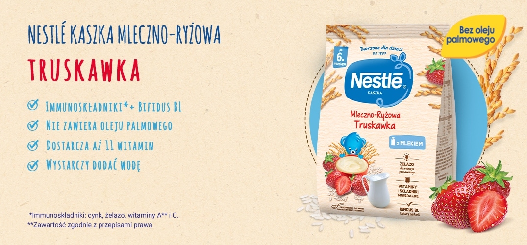 Nestlé Kaszka mleczno-ryżowa Truskawka