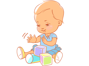 baby playing with cubes