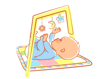 baby lying and play with toys