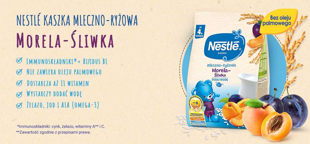 Nestlé Kaszka mleczno-ryżowa Morela Śliwka