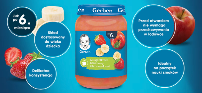 mus jabłkowo-bananowy z truskawkami