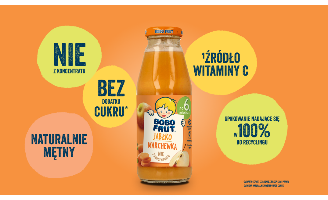 BOBO FRUT nektar owocowo-warzywny jabłko-marchewka - benefity