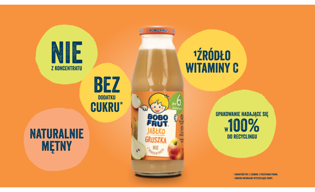 BOBO FRUT nektar owocowy jabłko- gruszka - benefity