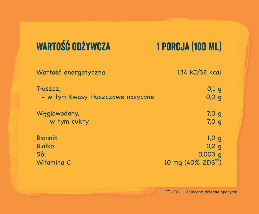 BOBO FRUT nektar owocowy jabłko- gruszka - tabela wartości