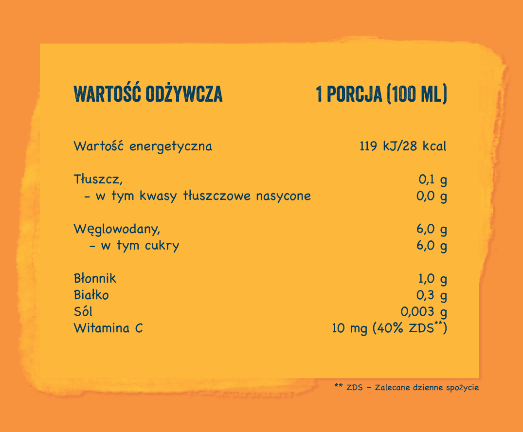 BOBO FRUT Nektar owocowy jabłko-morela - tabela wartości