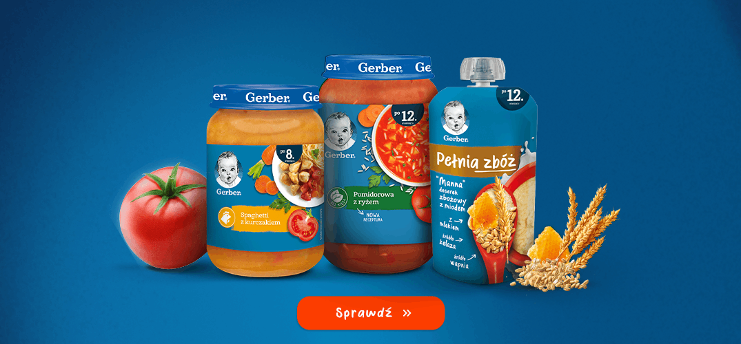 Produkty Gerber dla maluszków po 7. miesiącu życia.