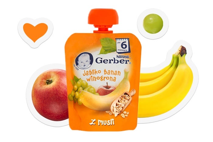 dessert in a tube gerber apple banana grapes