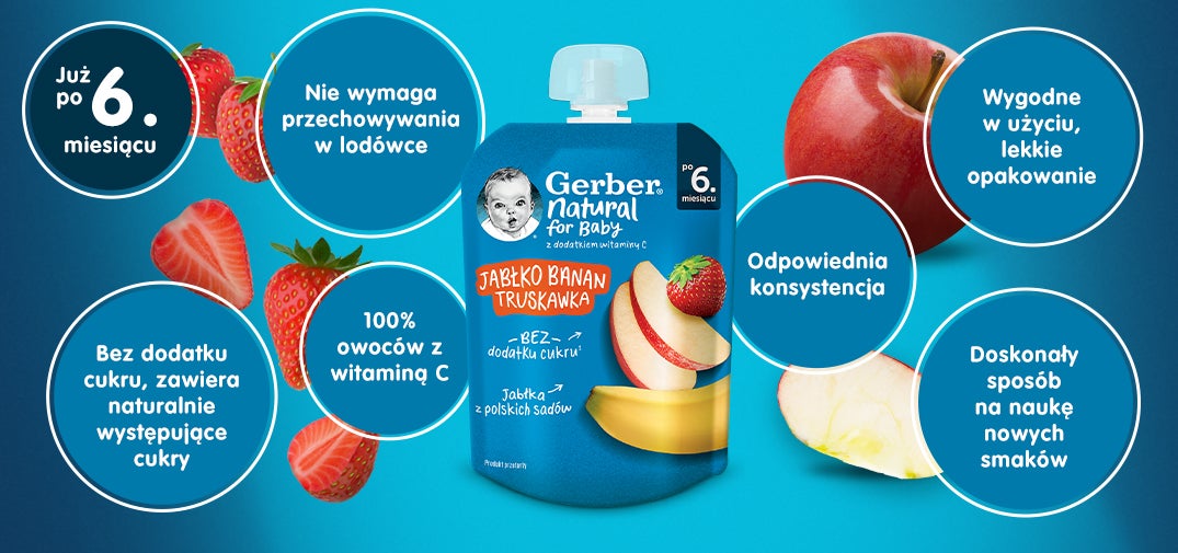 Gerber deserek w tubce jabłko banan truskawka benefity produktu