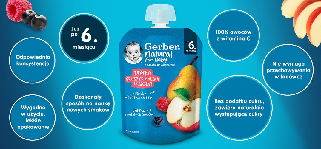 Gerber deserek w tubce jabłko gruszka malina jagoda benefity produktu