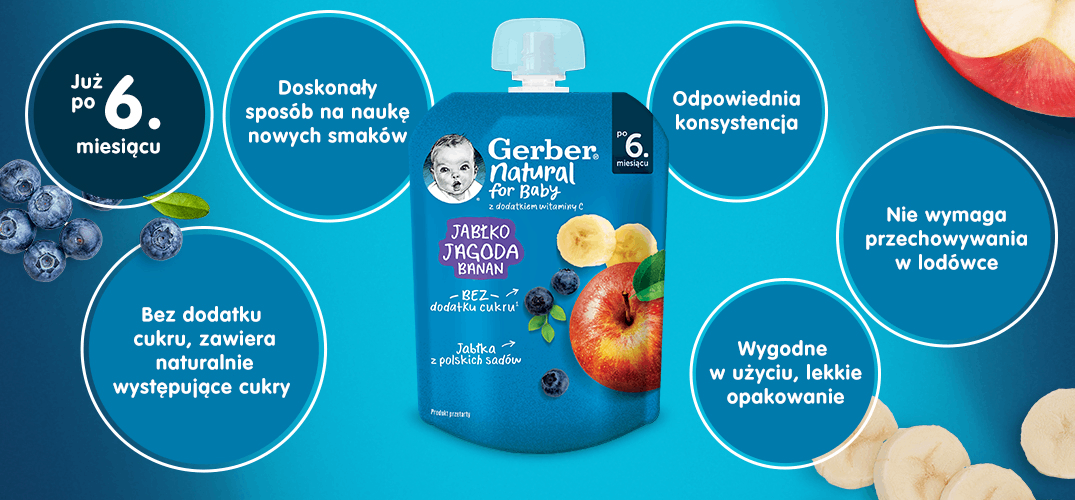 Gerber deserek w tubce jabłko jagoda banan benefity produktu