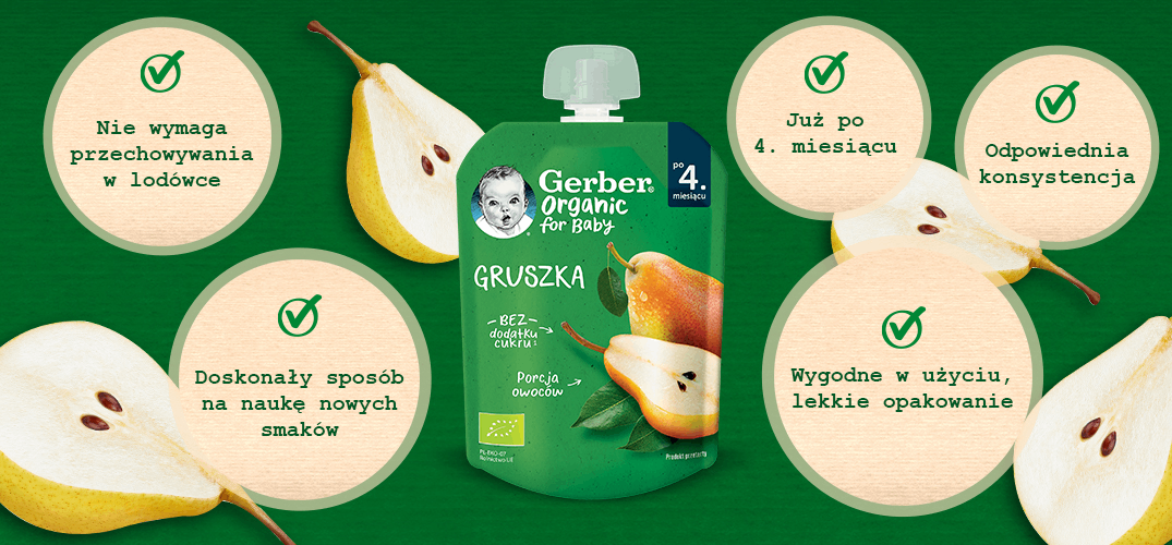 Gerber Organic deserek w tubce gruszka