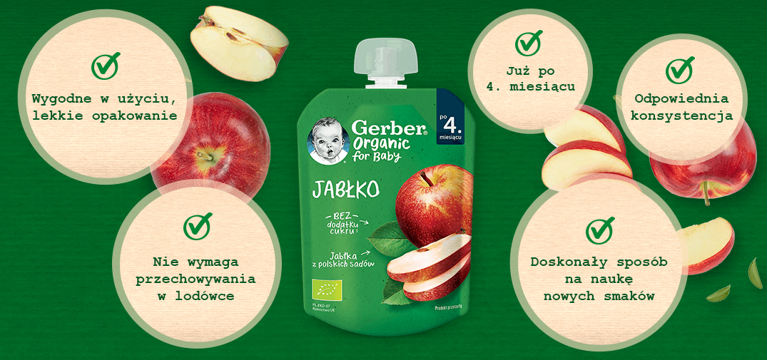 Gerber Organic deserek w tubce jabłko benefity produktu