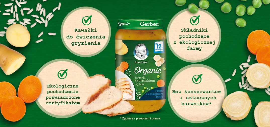 Gerber Organic Jarzynki z kurczakiem i ryżem