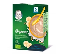 Gerber Organic Kaszka mleczna pszenno-owsiana banan gramatura