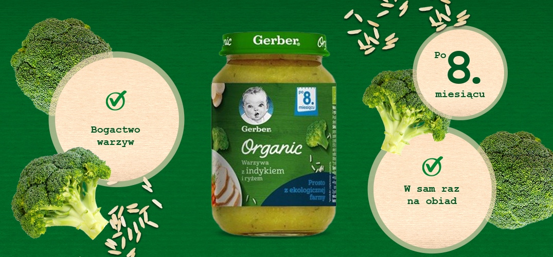 Gerber Organic Warzywa z indykiem i ryżem banner