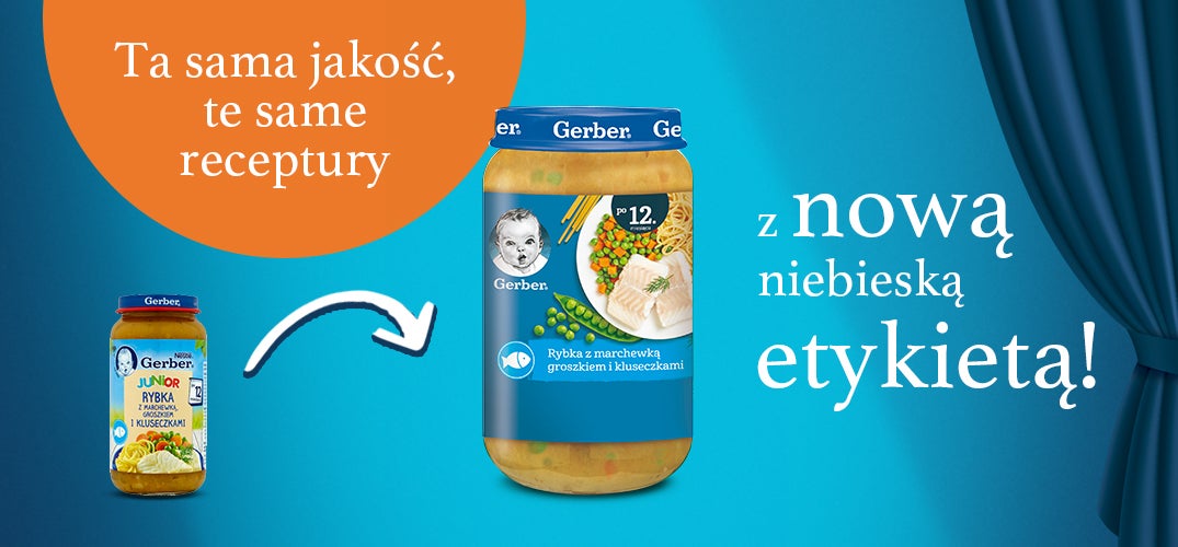Gerber Rybka z marchewką, groszkiem i kluseczkami etykieta