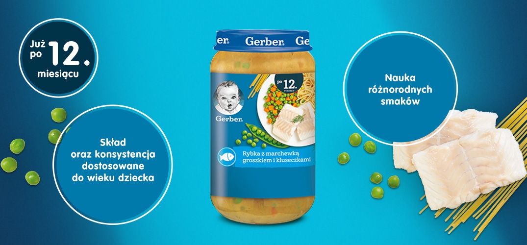 Gerber Rybka z marchewką, groszkiem i kluseczkami zalety