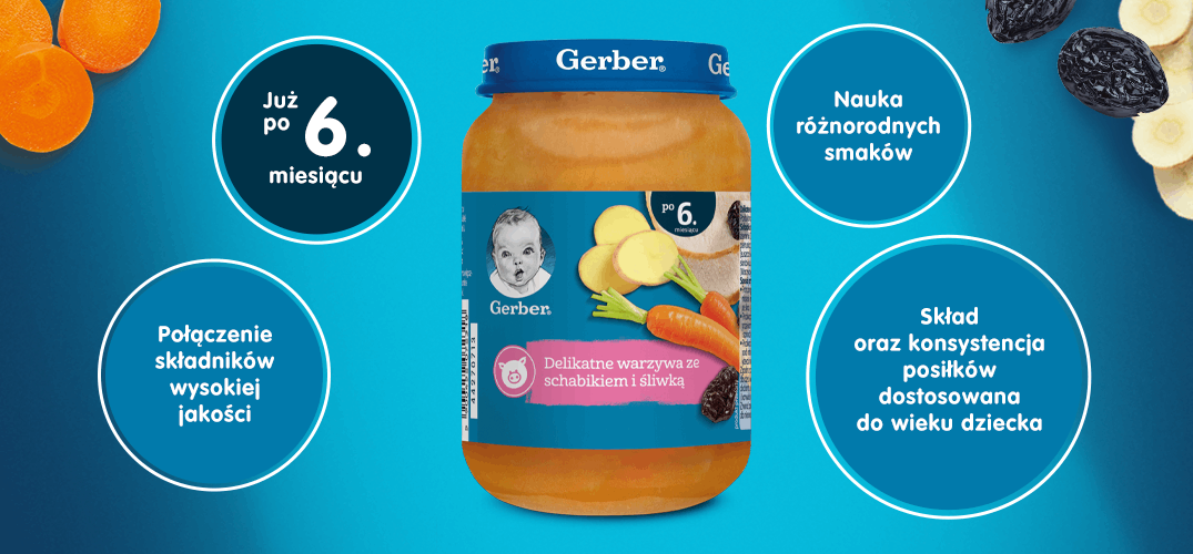 Gerber Delikatne warzywa ze schabikiem i śliwką benefity