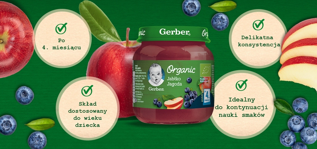 Gerber Organic Jabłko jagoda benefity