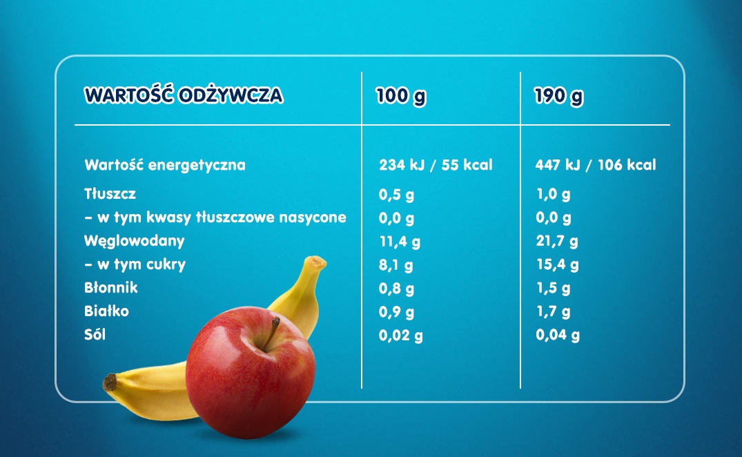 Gerber Owocowy krem z jogurtem tabela wartosci