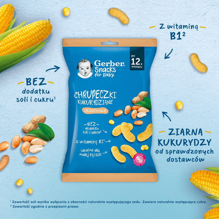 Gerber Snacks for Baby Chrupeczki kukurydziane orzechowe - benefity