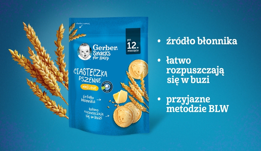 Gerber Snacks for Baby Ciasteczka pszenne maślane - benefity