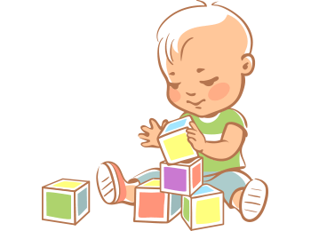 baby playing with cubes