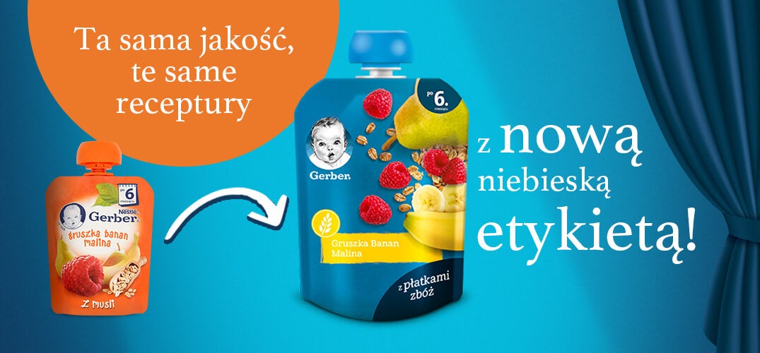 banner Gerber Deserek Gruszka banan malina z musli