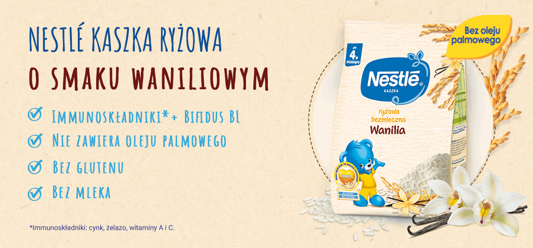 Nestlé Kaszka ryżowa bezmleczna Waniliowa