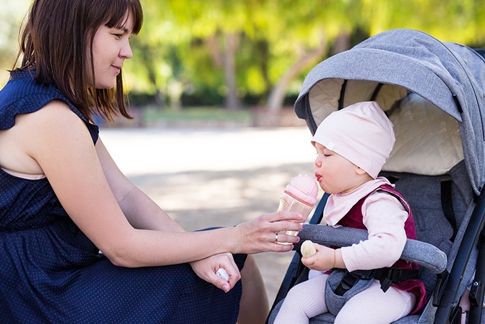 mom and baby on a walk